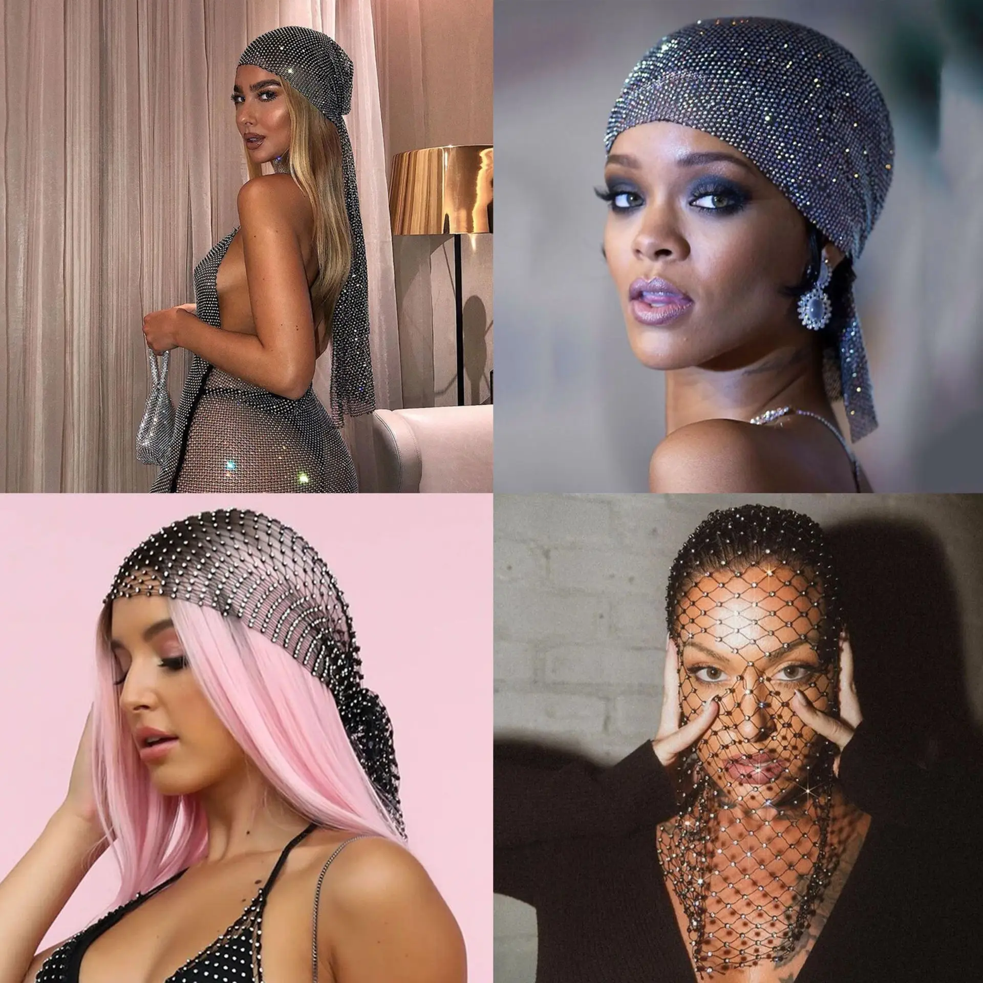 

Эластичная повязка на голову в стиле пиратской шляпы с сеткой и стразами для женщин, модный аксессуар для улицы