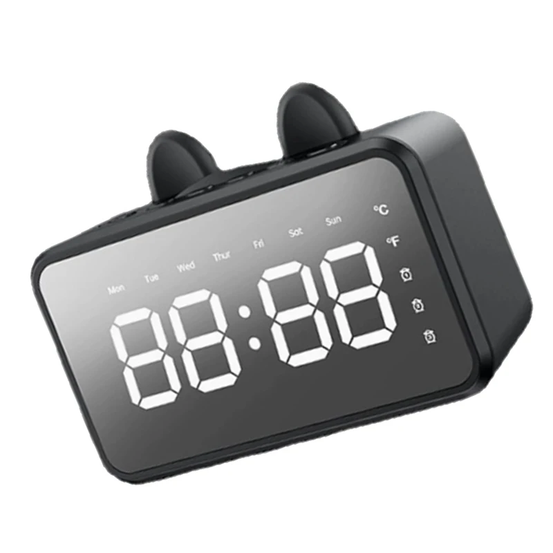 Y51A-Alarm Clock Radio Desk Clock LCD Display Bluetooth-Compatible Music Playing Digital Alarm For Home Office