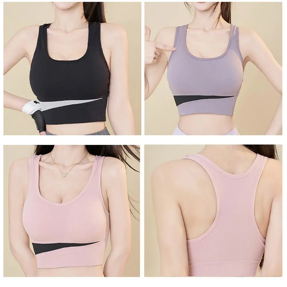 

Women's Traceless Back Sports Vest Underwear without Gathering Breathable Shockproof Drying Sports Rings Running Steel Bra C3X6