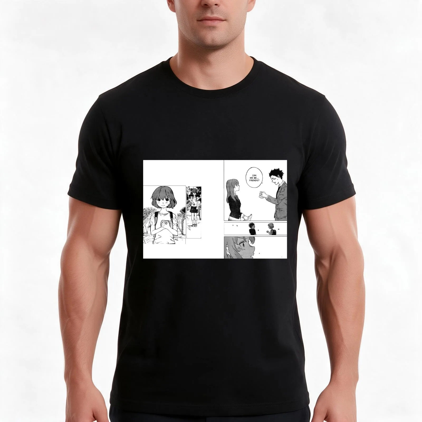 Can We be Friends? A Silent Voice T-Shirt, Summer Casual Cotton Tee, Oversized Streetwear Tops, Vintage Graphic Print