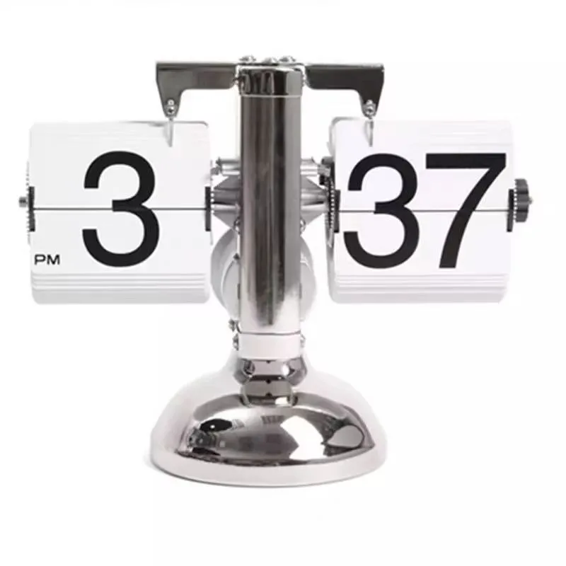 Retro small balance, automatic page turning clock, European living room desktop clock, handicraft, single-leg clock