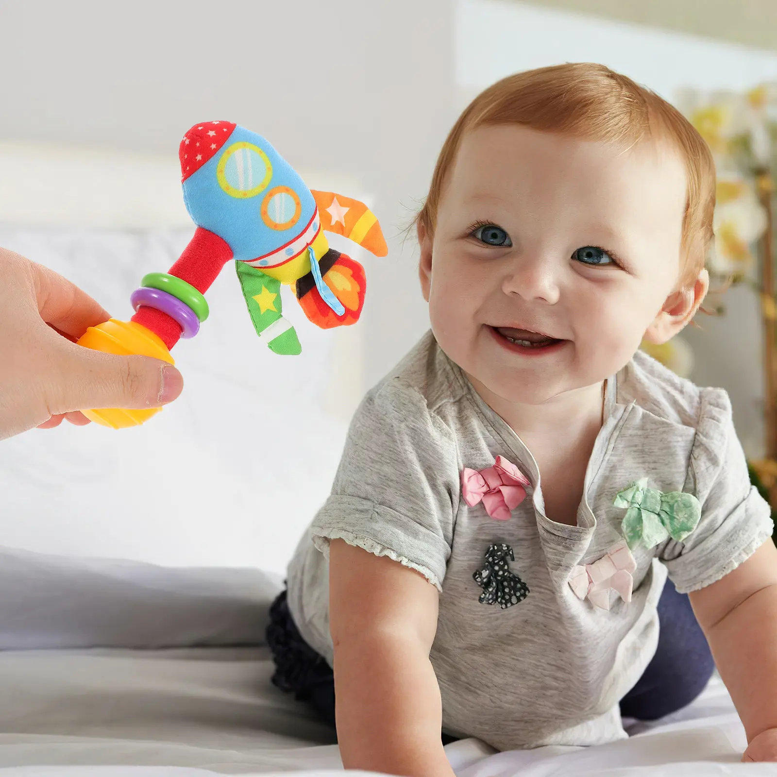

Hand Grip Infant Developmental Soft Sensory Educational Crib Hanging Shaker for Newborn Boys Girls