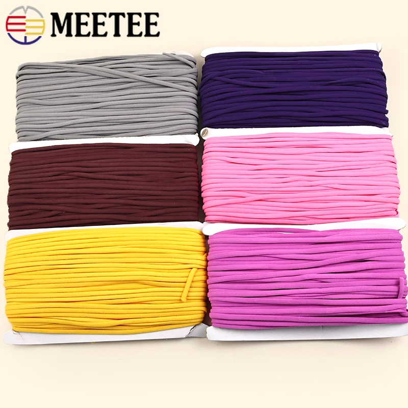 

5/10/20M Meetee 3/5mm Elastic Band Nylon Rope Hair Ring Mask Strap Rubber Bands Belt Ear Hanging Stretch Tape Sewing Accessories