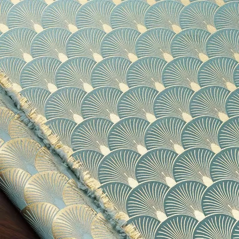 مروحة على شكل أوراق الجنكة المنسوجة قماش الجاكار الساتان جديد تشيباو سترة سترة لامعة أقمشة الأسلاك الذهبية للخياطة