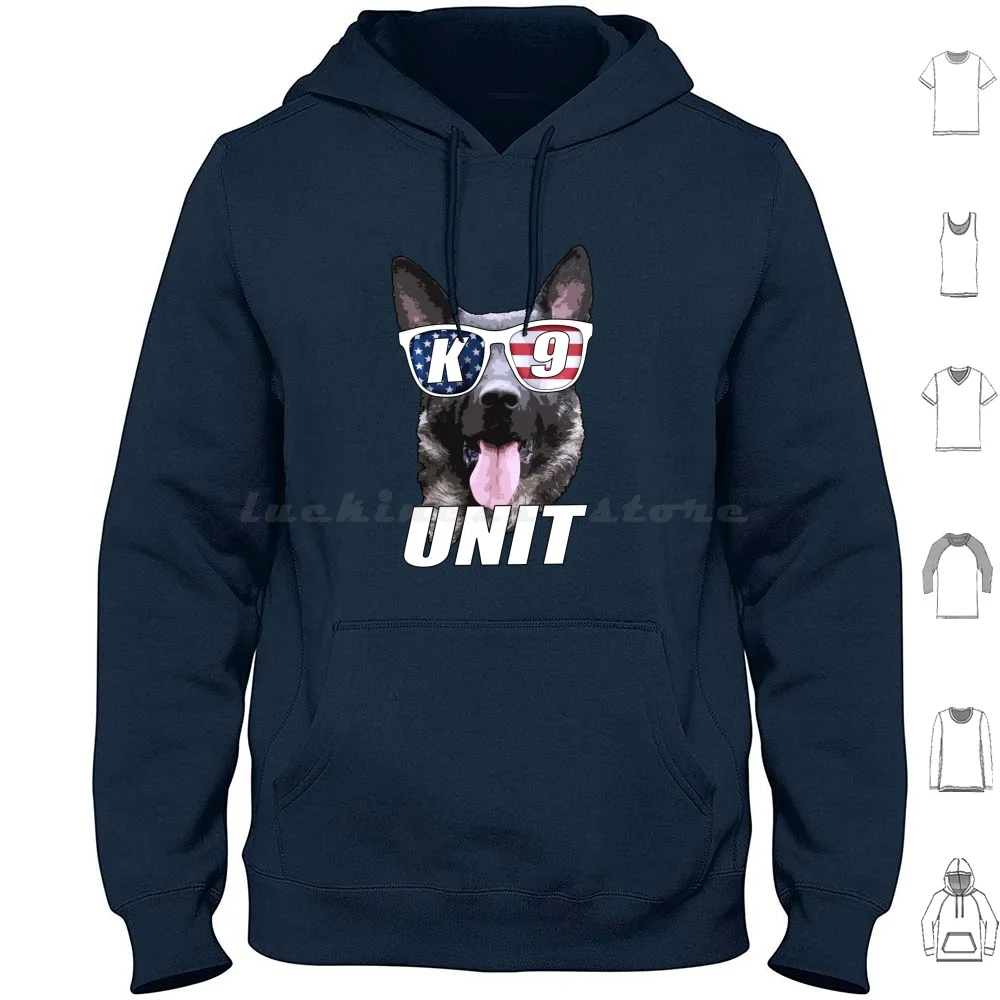 K-9 Unit Police Dog In Glasses Hoodies Long Sleeve K9 K 9 K 9 Unit K9 Police Police Canine Canine Unit K 9 Canine