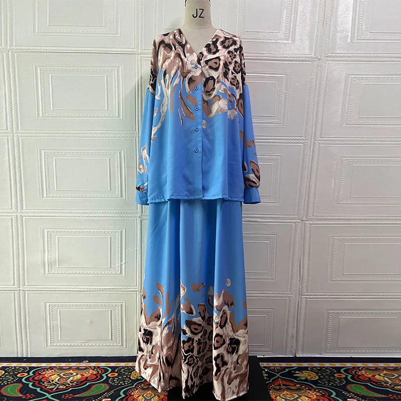エレガントなプリント柄シャツとスカートのセットアップ レディース 春秋 2025 ファッション おしゃれで流行の服セット