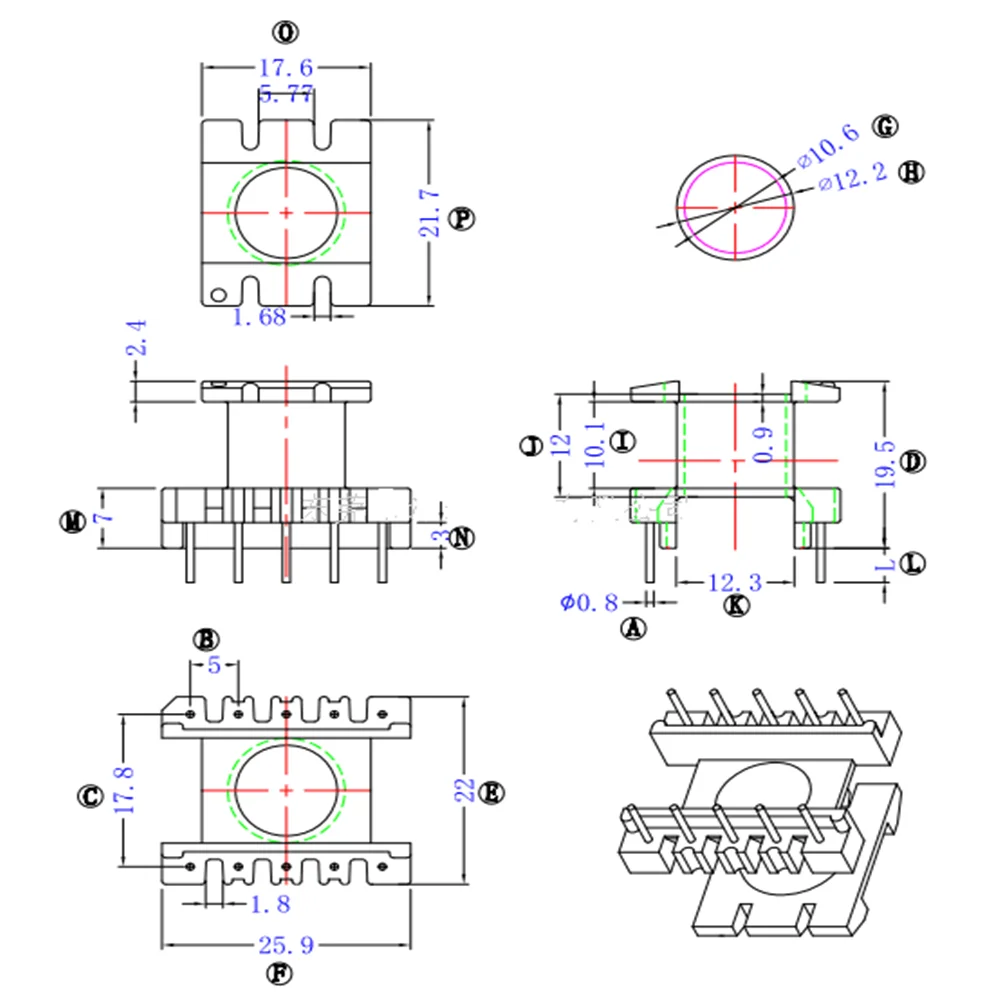 LED pow transformer ER2820 EC2820EER2820 Type 5+5 pin 10P Bobbin + magnetic core PC44 10sets/lot free shipping