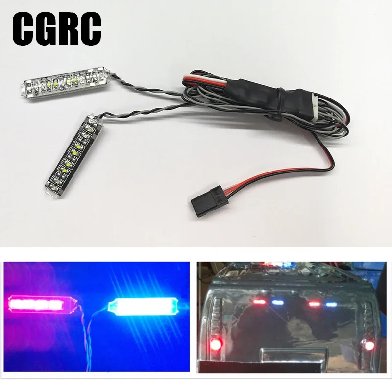 Samochód modelarski RC, światła ostrzegawcze, 2/4 niebieskie/czerwone diody LED, do modeli RC 1/10, crawlerów, drift trucków, do Scania