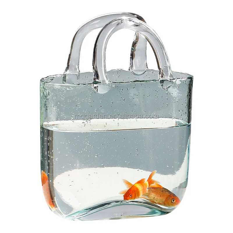 

Clear Flower Glass Handbag Vase Creative Fish Tank Decoration for Photo/Birthday/Mother's Day Gift