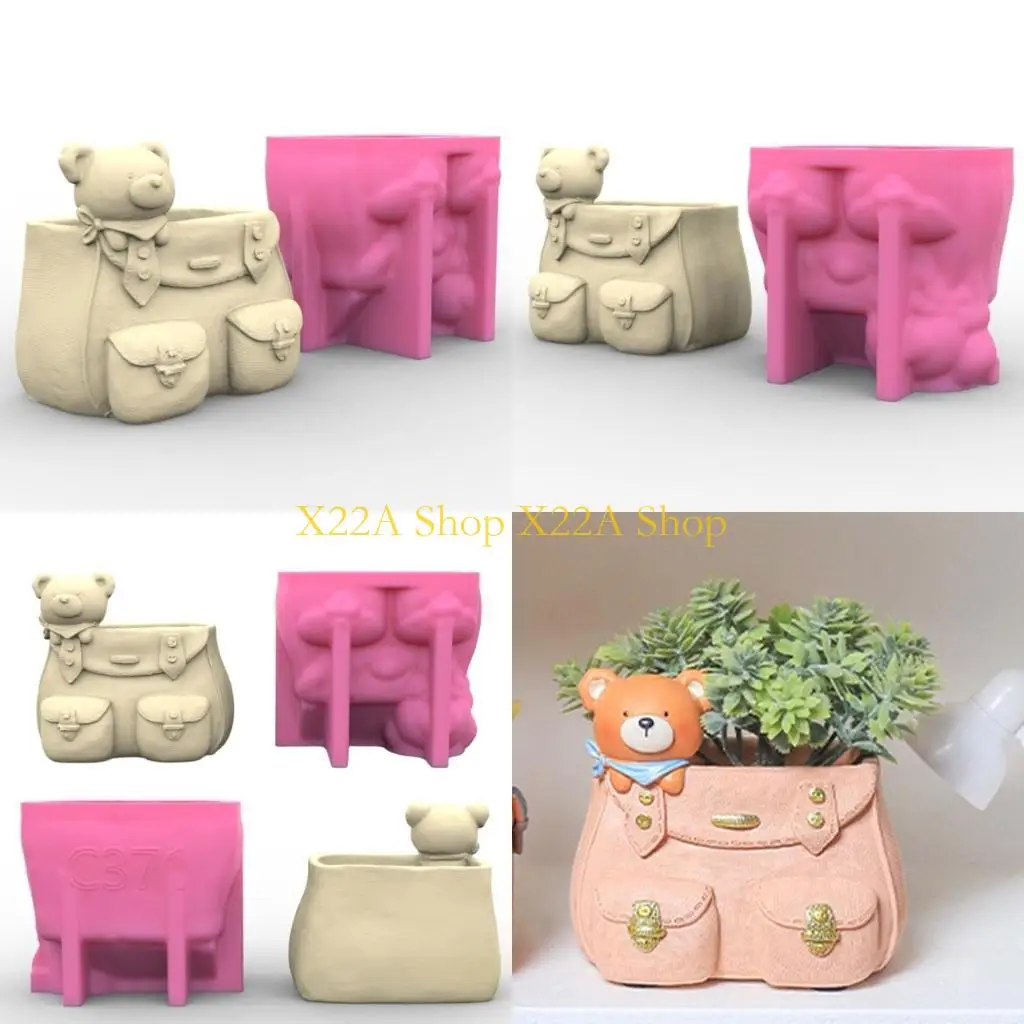 unique-mini-garden-statues-backpack-bear-flower-pot-mold-unique-pen-holder-resin-molds