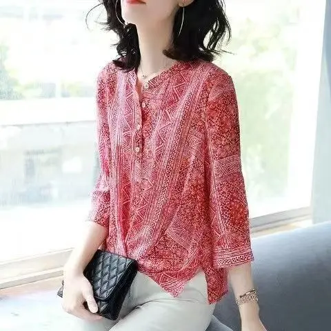 Seven-point sleeved shirt female thin Korean version shirt new style all kinds of fashionable foreign gas flower jacket summer