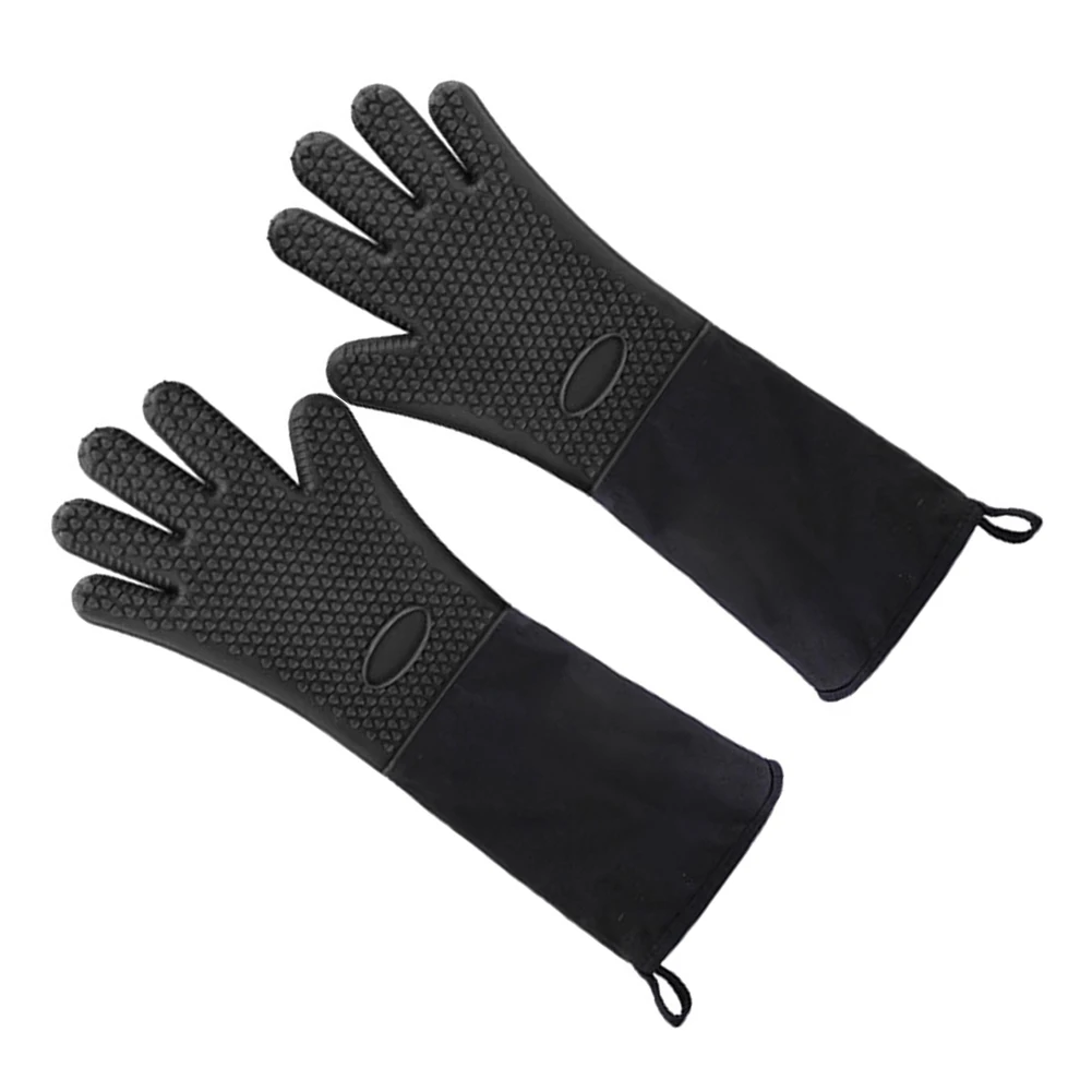 Extra Long Heat Resistant Silicone Oven Mitts: Perfect  For Grill Barbeque Cooking Baking High Temperature Resistant Mitt