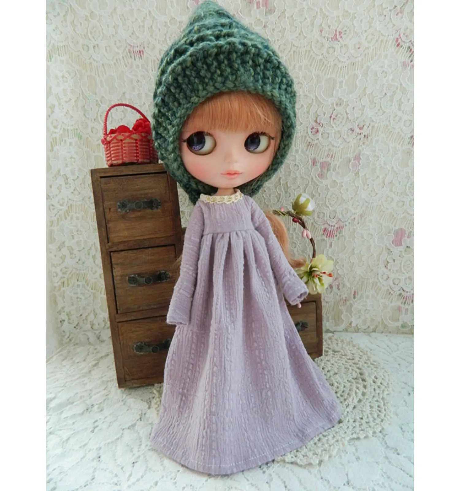 Licca MMK Wandering Poet's Minimalist Ultra Long Sleeve Blythe doll dress skirt, apron, 1/6 BJD 30cm for Pullip,Ob22,Ob24, Licca