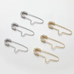 4PCS 14K Gold Plated Brass Inlaid Zircon Brooch Setting With Hole Jewelry DIY Making Supplies Material Accessories