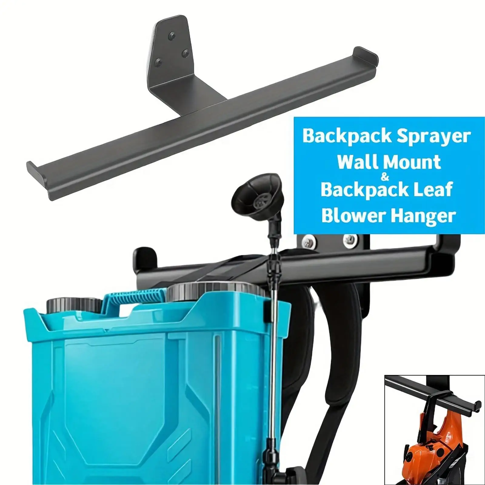 

Metal Backpack Sprayer Holder Heavy Duty Wall Organizer Rack for Shed Yard Gear Management