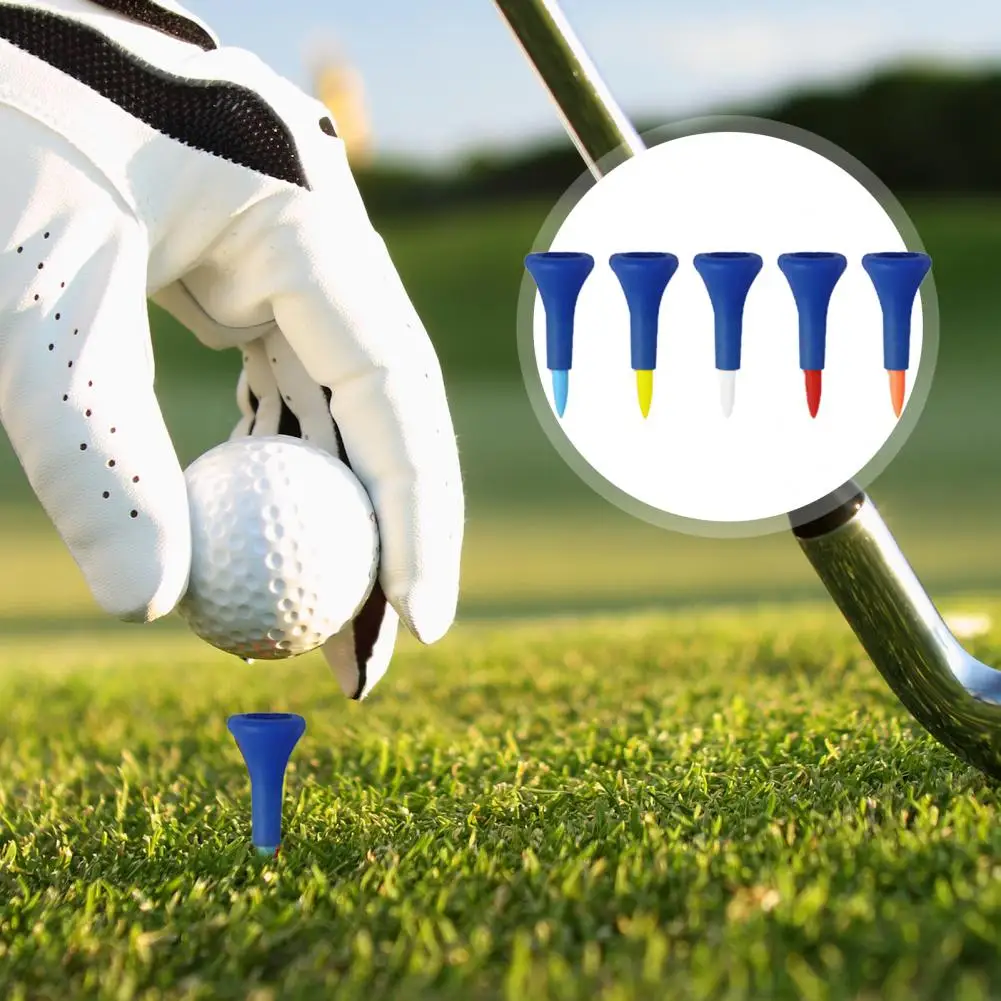 Wine Glass-shaped Ball Holder 5 Pcs Unbreakable Plastic Golf Tees with Wide Soft Rubber Cap Friction-reducing Long Golf for Men