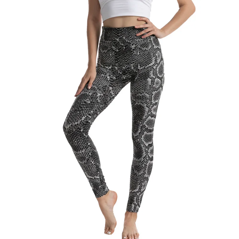 VIIANLES-Calças elásticas de treino de cintura alta para mulheres, calças de ioga, leggings esportivas, cobra impressa, push up, leggins de ginástica, roupas esportivas, corrida