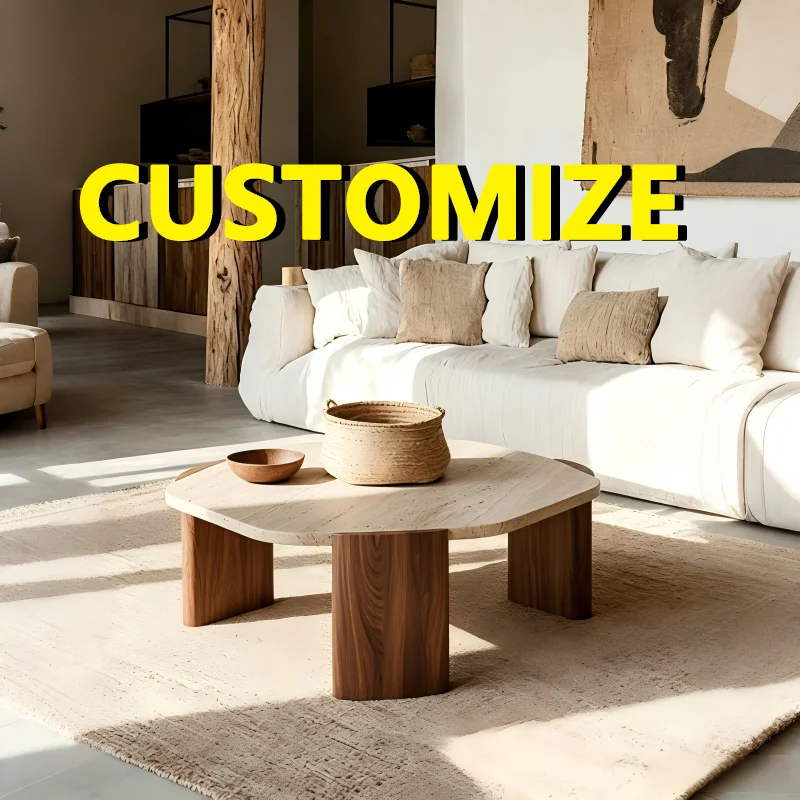 Luxury Travertine Stone Pedestal Coffee Table
