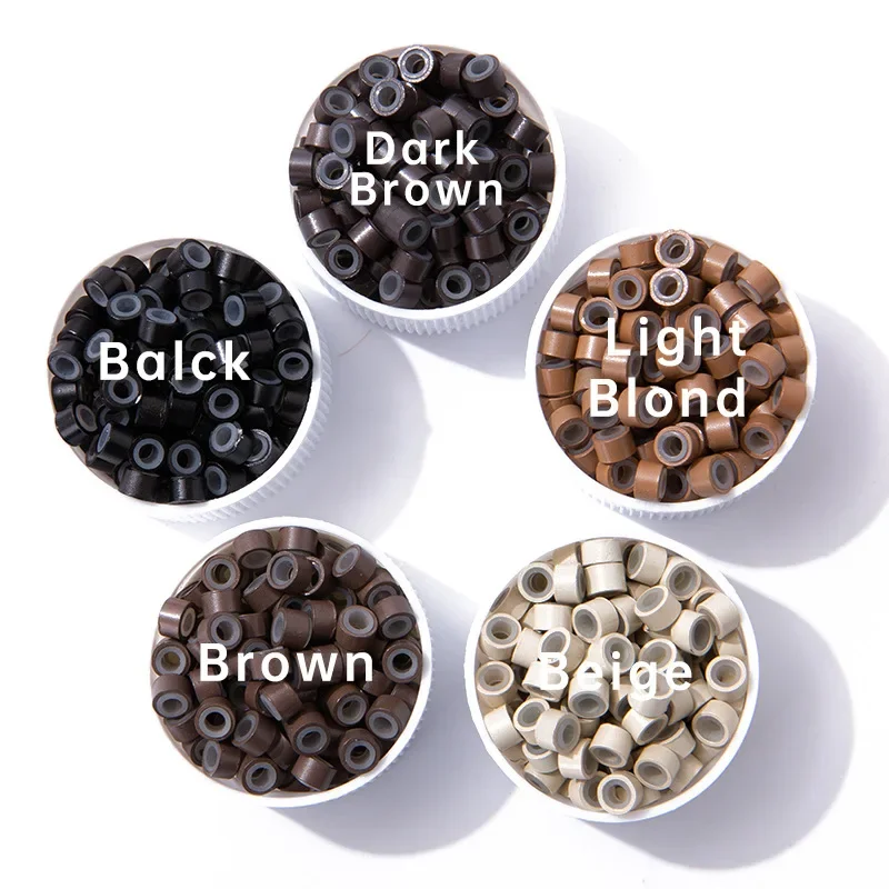 250 قطعة مايكرو سيليكون اصطف خواتم/روابط/الخرز مايكرو حلقة ربط تجعيد الخرز وصلات شعر أدوات