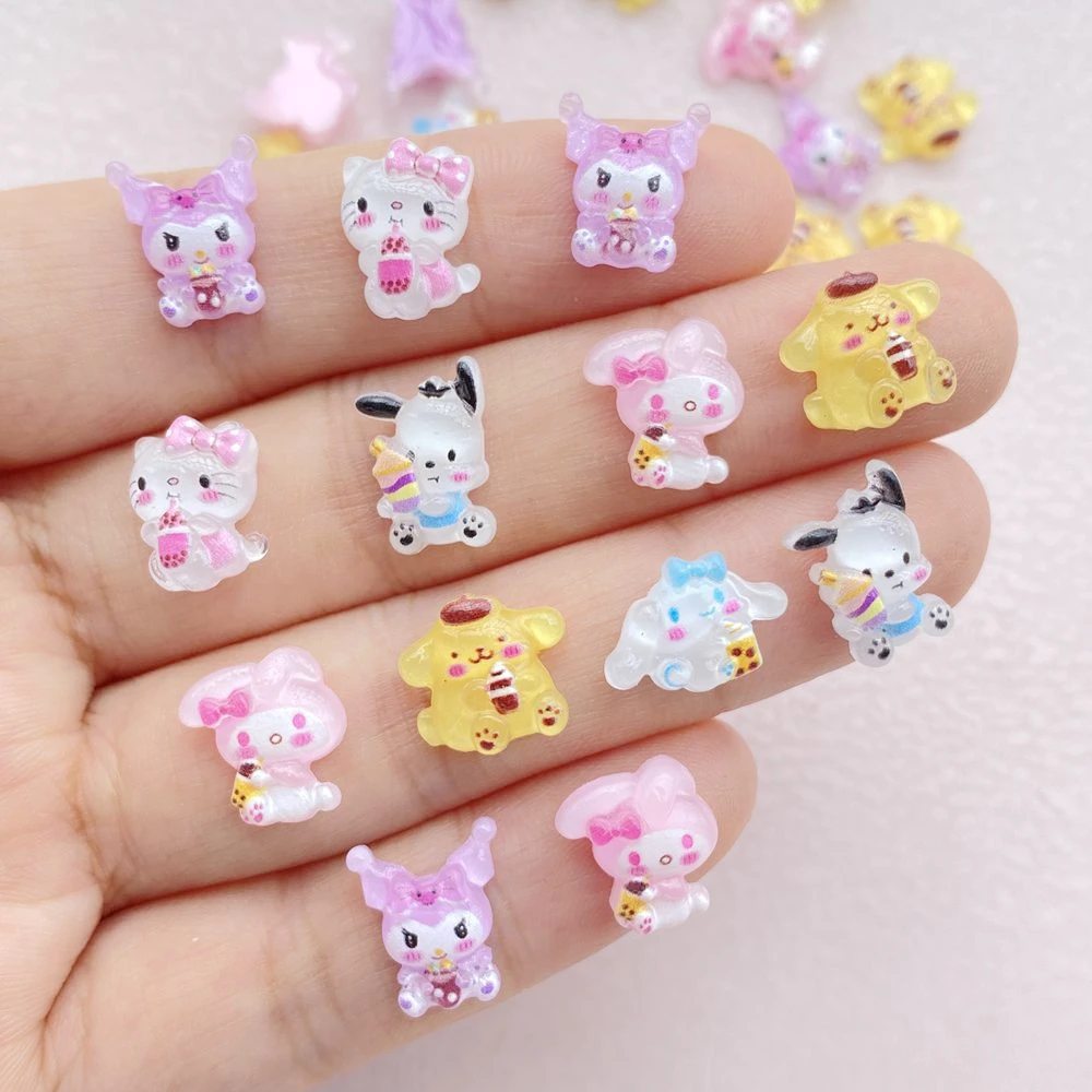 30 Stuks Hars cartoon drink bottle rabbit, cat Platte Achterkant Bloem Plakboek Bruiloft Applique Ambachten Diy Nail Art Decor