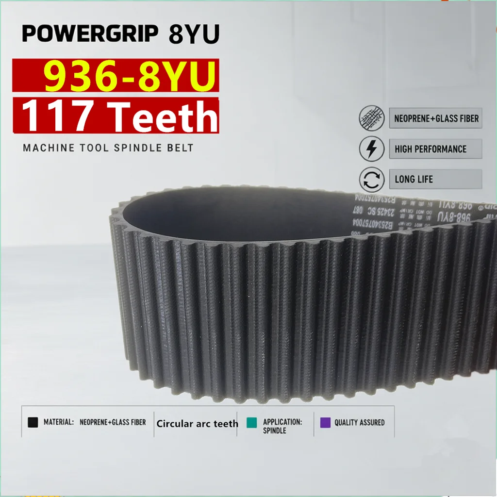 PowerGrip 936-8YU 117 Teeth 8YU Arc Tooth Timing Belt  for Woodworking Machinery CNC Machine Tools Robots Spindle Drive Belt
