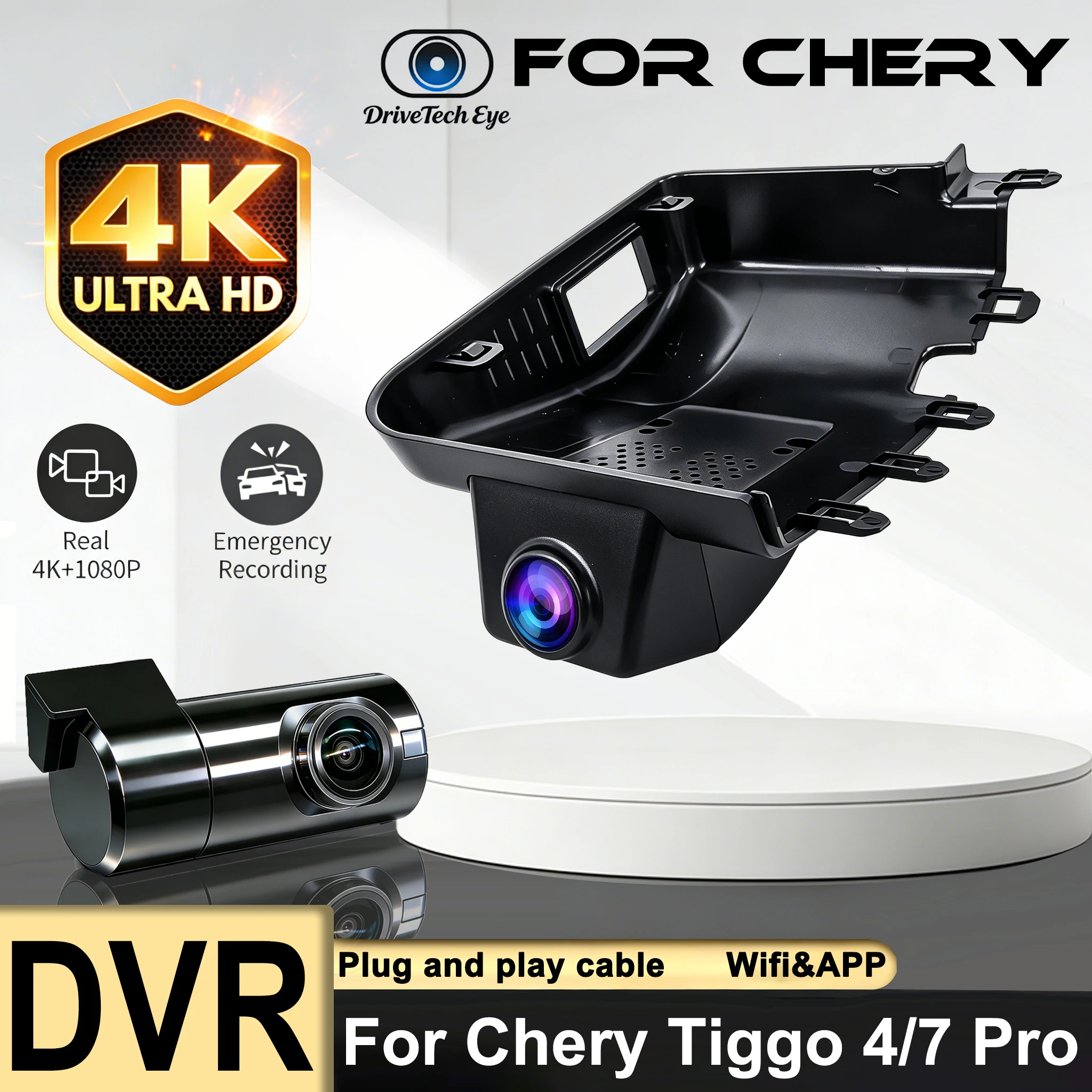 New! Dash Cam For Chery Tiggo 4 Pro 2022 4K Plug and Play Car DVR Video Recorder, Dual Lens Camera For Chery Tiggo7 pro max 2024