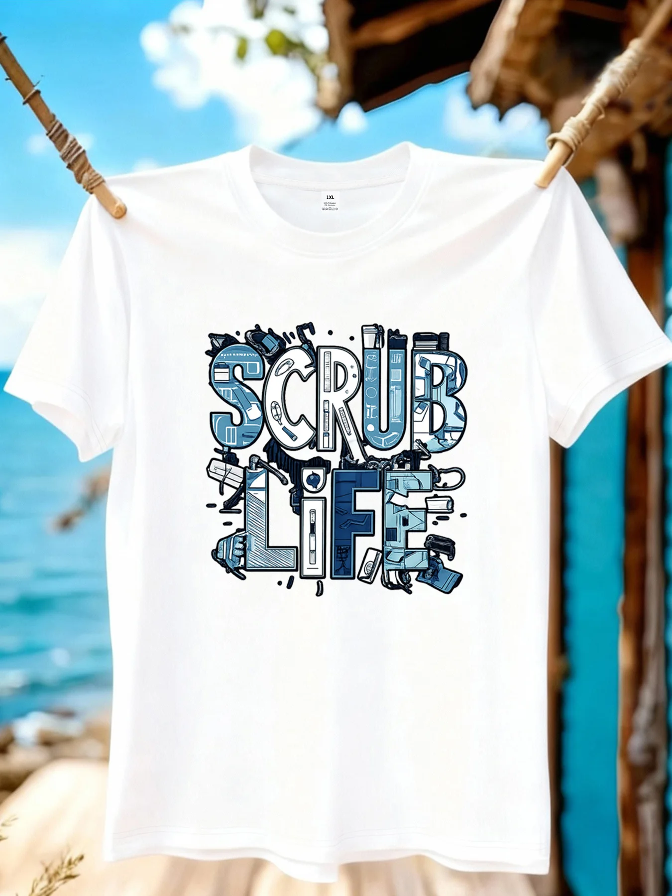 

【YJ01138】Blue-gray letter print plus size women's crew neck T-shirt summer casual short sleeve top fashionable versatile