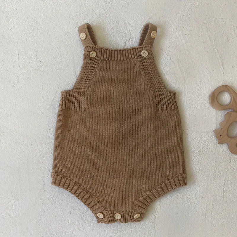 2024 New Autumn Children Clothes Newborn Baby Girls Boys Knitting Bodysuits Sleeveless Solid Color Knitted Infant Baby Jumpsuit