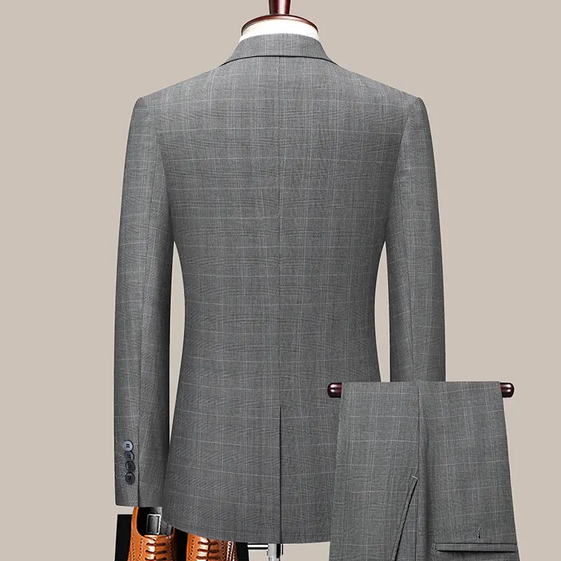 2025 conjunto de dos piezas informal de negocios de moda a cuadros de tendencia atractiva de boda de banquete fino de alta calidad