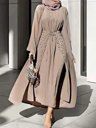 Bangladesh Abaya abito musulmano donna 3 pezzi Ser abiti da sera caftano marocchino Lace-up abbigliamento islamico Hijab Vestidos