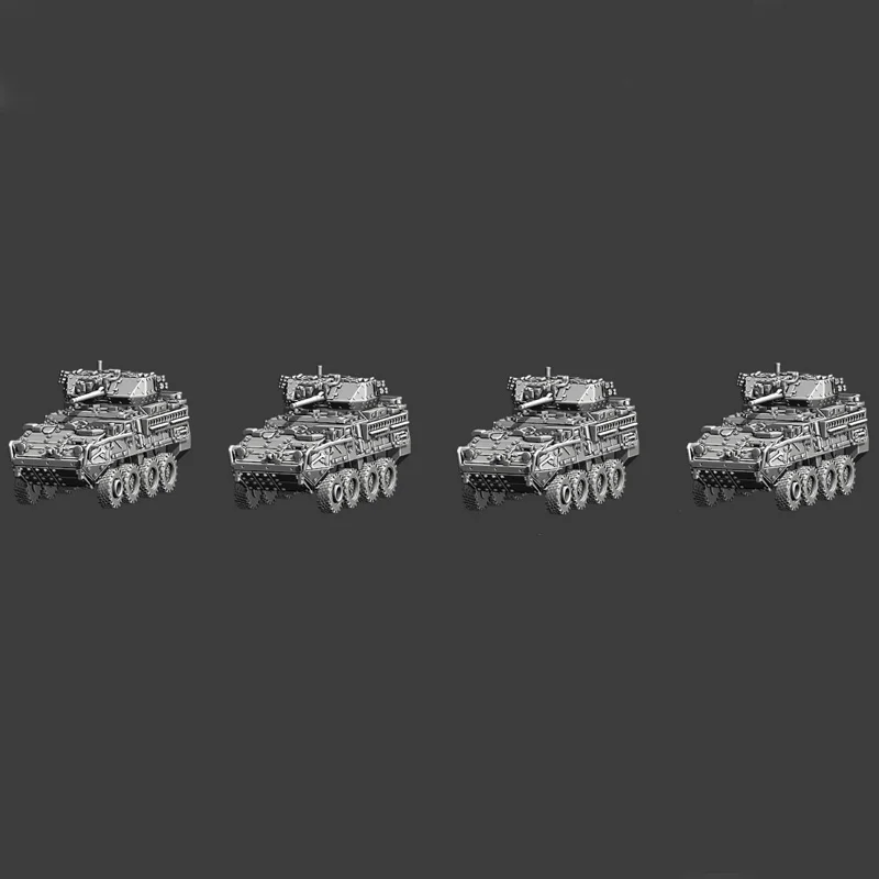 4PCS 1/700 Scale M1269 Dragoon Wheeled Infantry Fighting Vehicle Model 3D Print Army 30mm Artillery Armored Car Miniature Parts