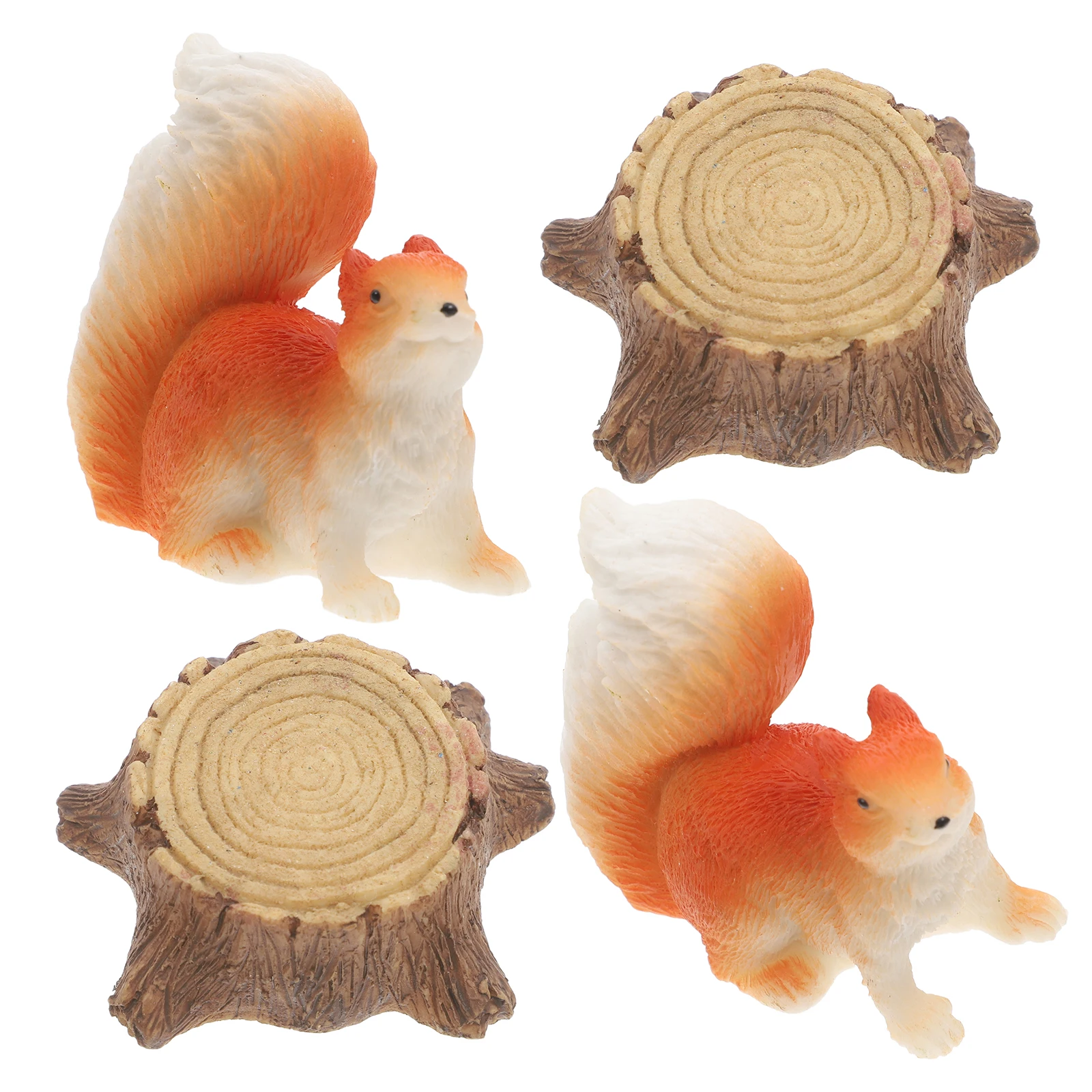 

4 Pcs Micro L Decoration Miniature Squirrel Figurines Vibrant Colors Realistic Detailing Accessories