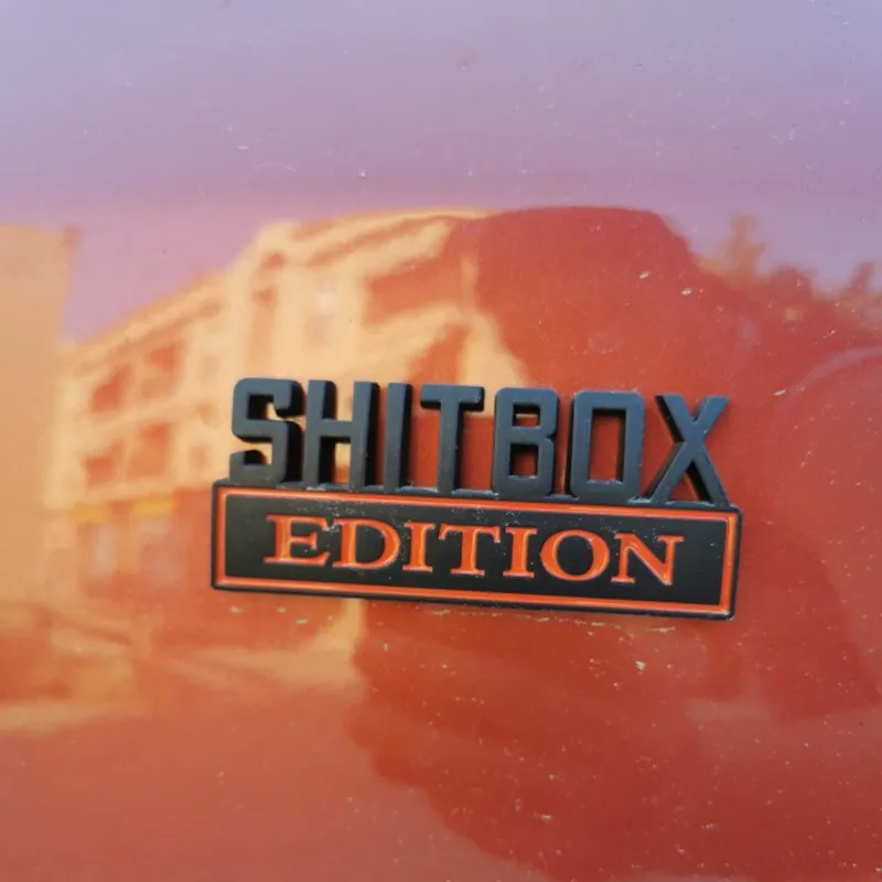 3 Colors 1pcs 3D ABS Emblem SHITBOX EDITION Badge Car Tail Side Sticker Accessories