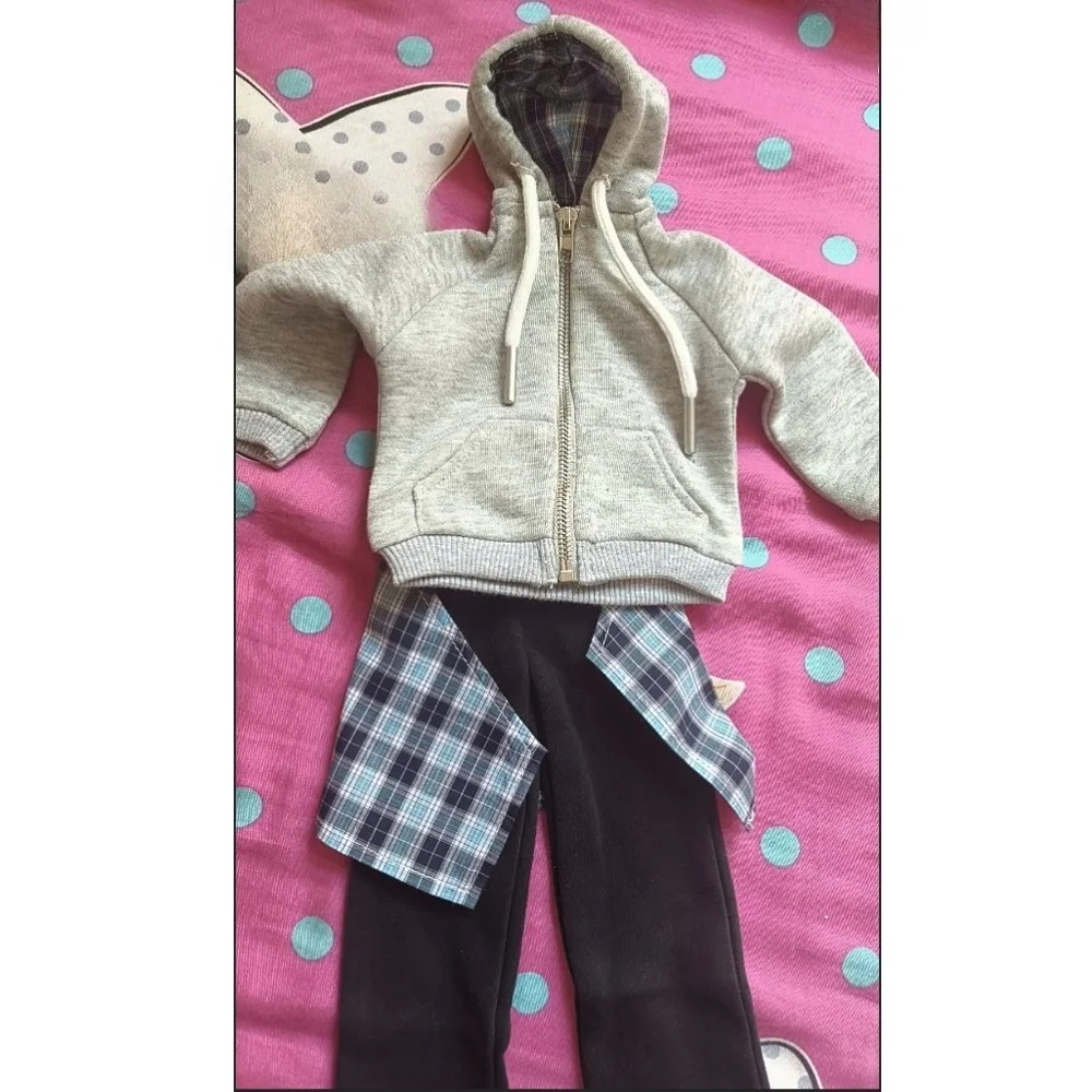 

1/4 1/3 Doll's Clothes for 45/75cm Bjd Doll Hoodie Jacket Black Pants Dress Up Girl Toys Play House Doll Accessories, No Doll