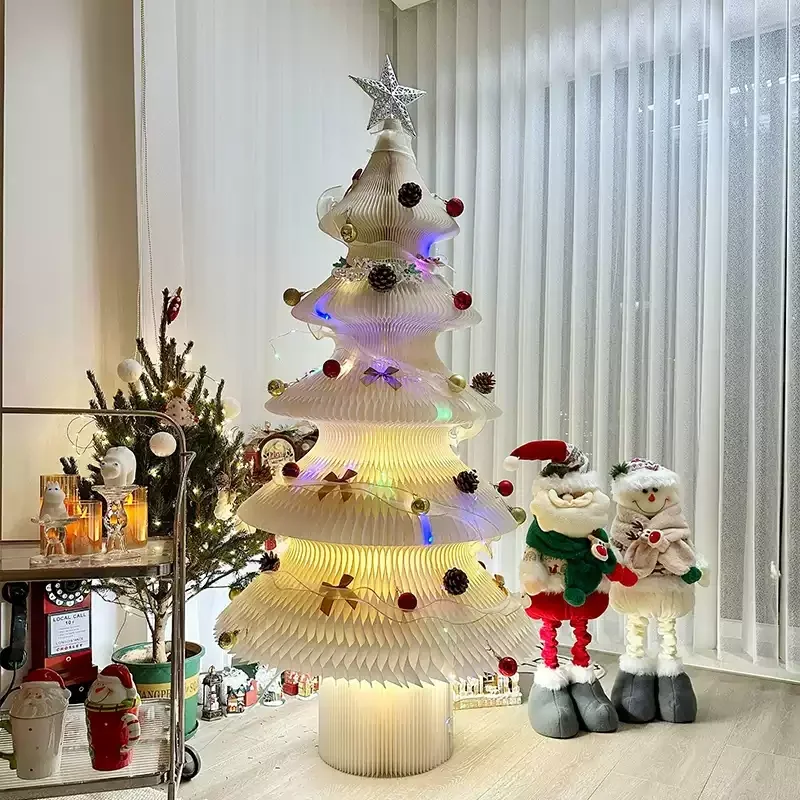 

Foldable Outdoor Christmas Tree Gift Bright Artificial Korean Christmas Tree with Lights Adornos De Navidad Christmas Supplies