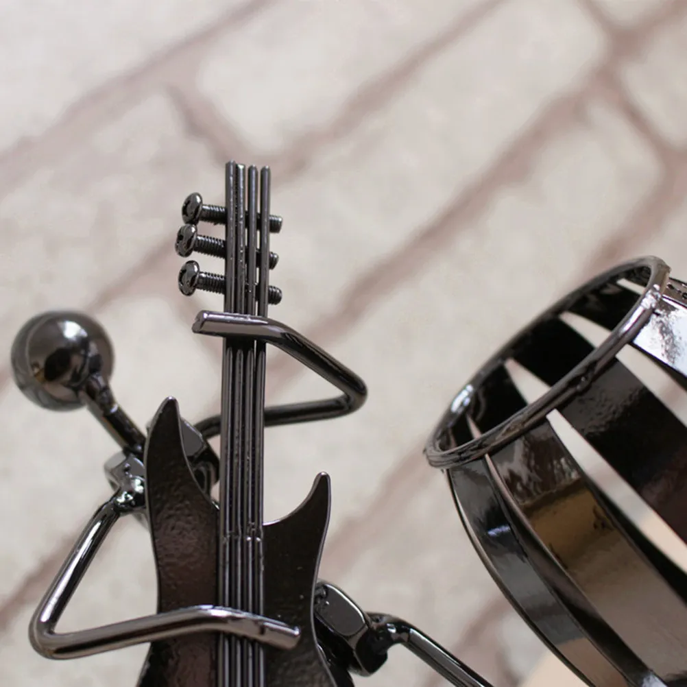 Iron Pen Holder Round Shape Handmade Galvanized Musician Pen Container Pencil Pot Table Decoration Home Office Gift