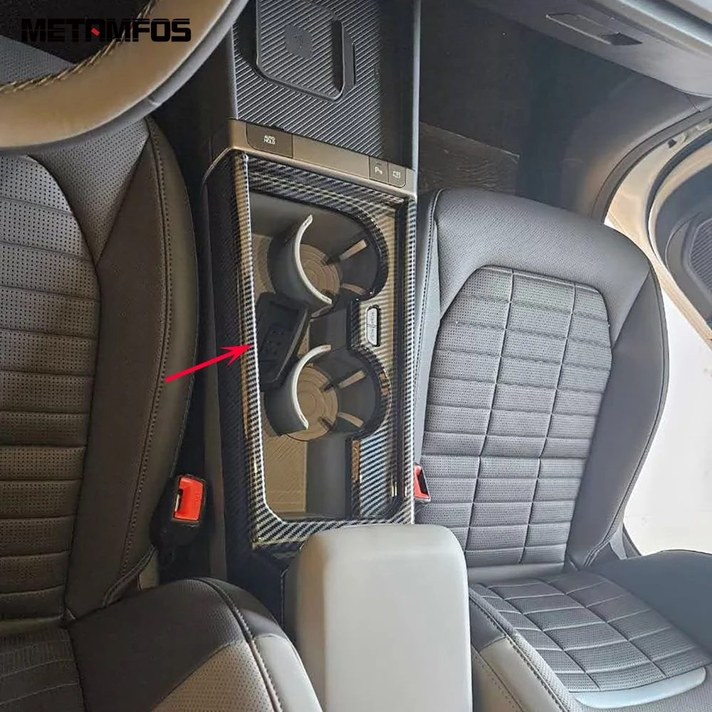 For Kia Seltos 2026 2027 Carbon Fiber Gear Shift Box Cover Trim Water Cup Holder Frame Sticker Interior Accessories Car Styling