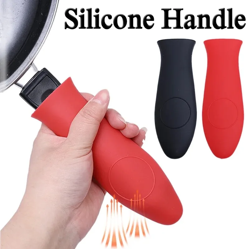 Silicone Hot Handle Holder Heat Resistant Potholder Cookware Parts Handle Cast Iron Skillets Handles Grip Covers Kitchen Gadgets