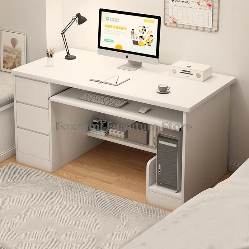 Gamer Room Gaming Computer Table with Storage Drawers White Large Workspace Study Work Desks Multi-Functional Home Office Desk