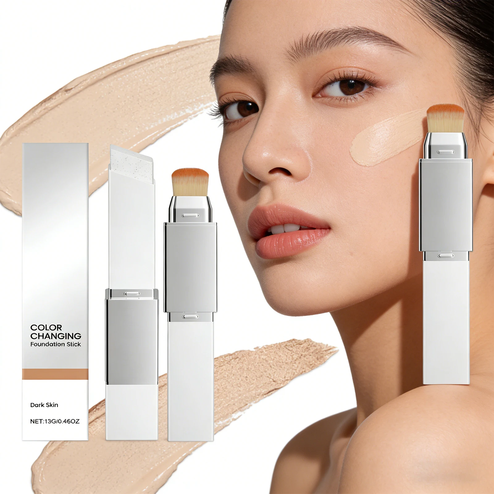 

2-in-1 Foundation Stick Multifunctional Lightweight Brighten Matte Waterproof Sweatproof Long Lasting Base Makeup Coverage Skin