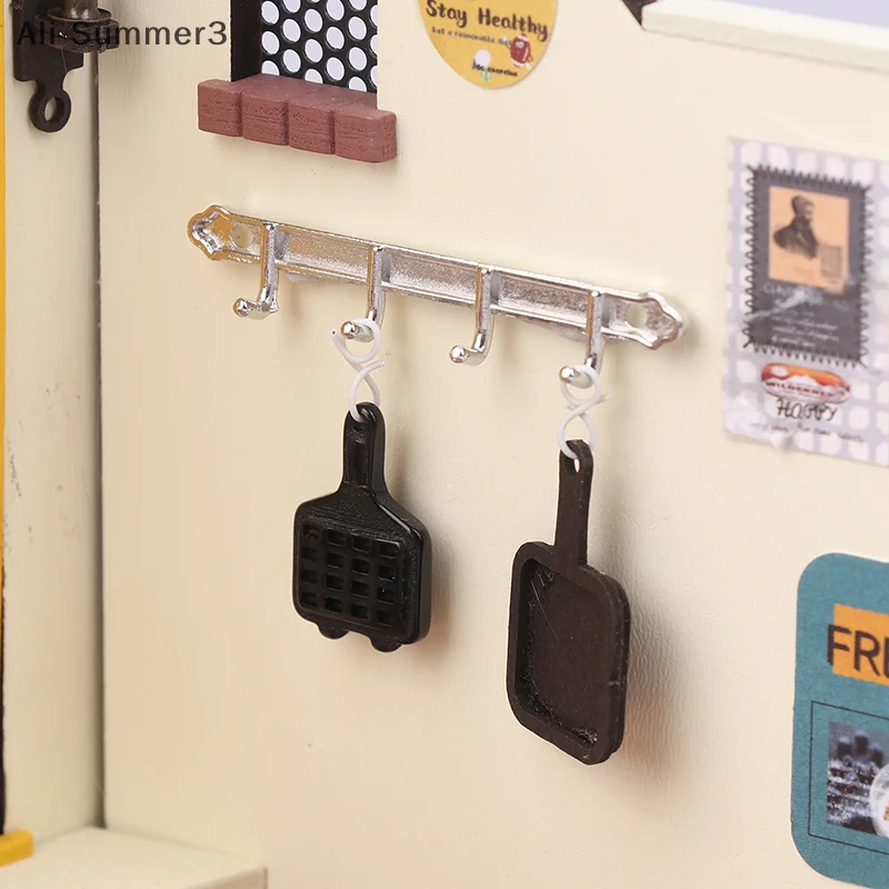 1/12 Dollhouse Metal Clothes Racks Wall Hook Dollhouse Miniature Furniture Dolls House Accessories Pretend Play Toys