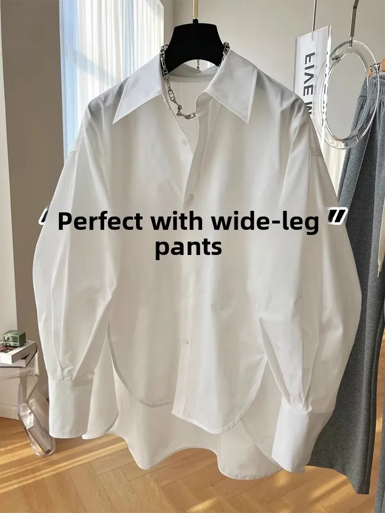 

Elegant Layered White Shirt Women's New Style Spring Autumn Loose Slimming Top Inner Wear Base Shirt Winter Korean Style Comm...
