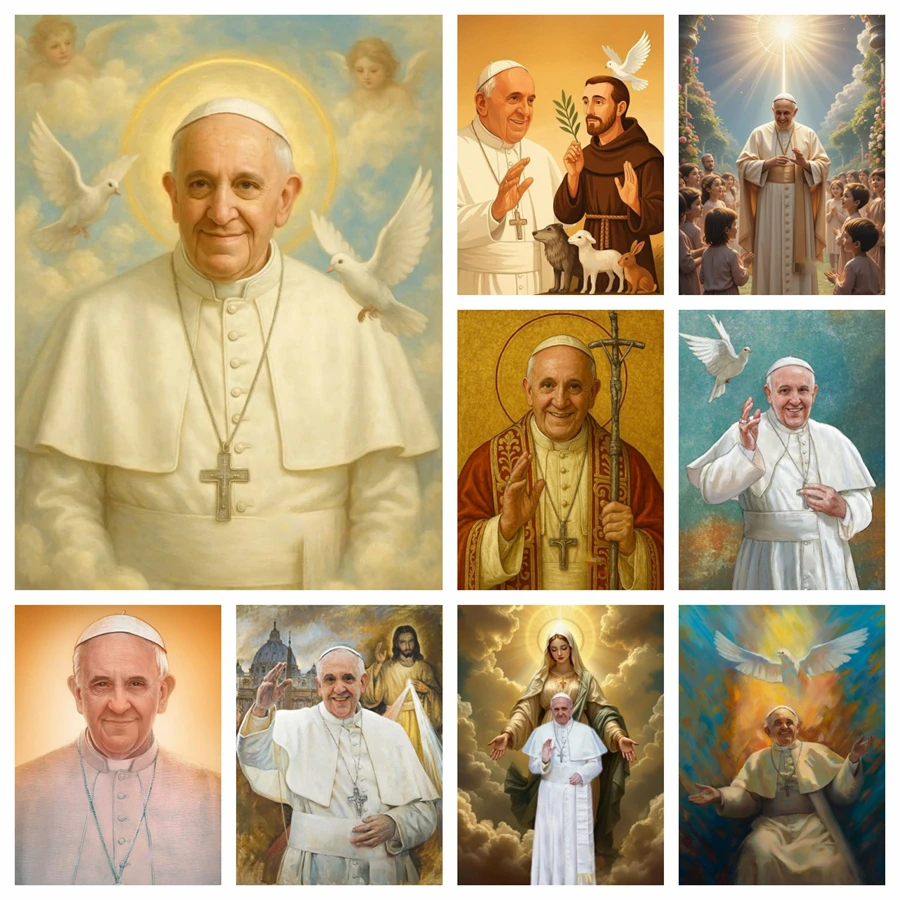 Katholisches Papst Francis Diamant Malerei Kit 5D DIY Diamant Stickerei Kreuzstich handgemachte Kunst Geschenk Handwerk Home Decor Geschenk