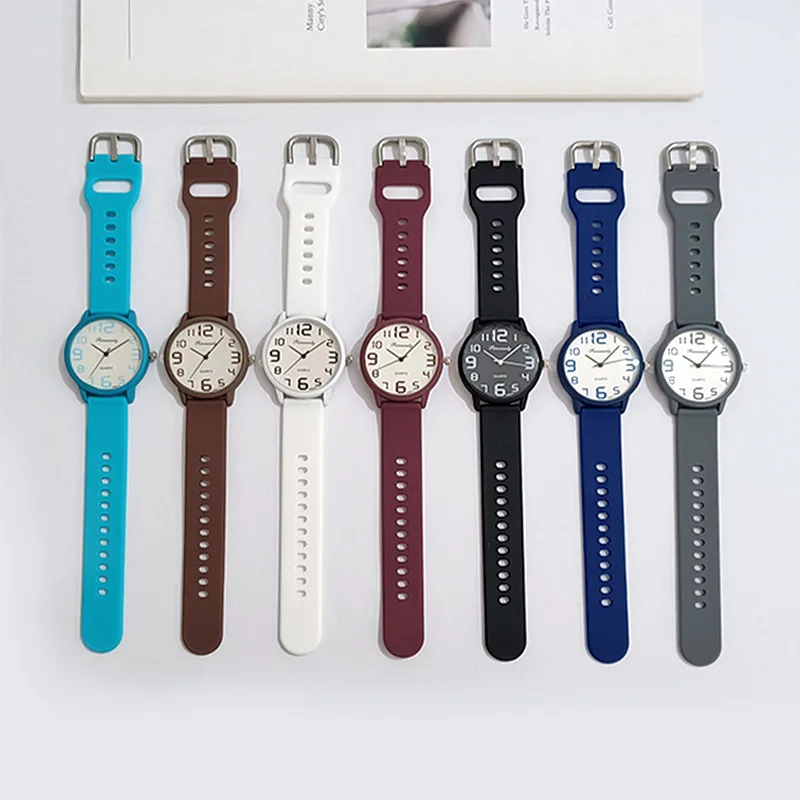 

New Simple and Stylish Round Jelly-colored Lady Watch Students Casual Silicone Strap Girl Quartz Wristwatches Relojes Para Damas