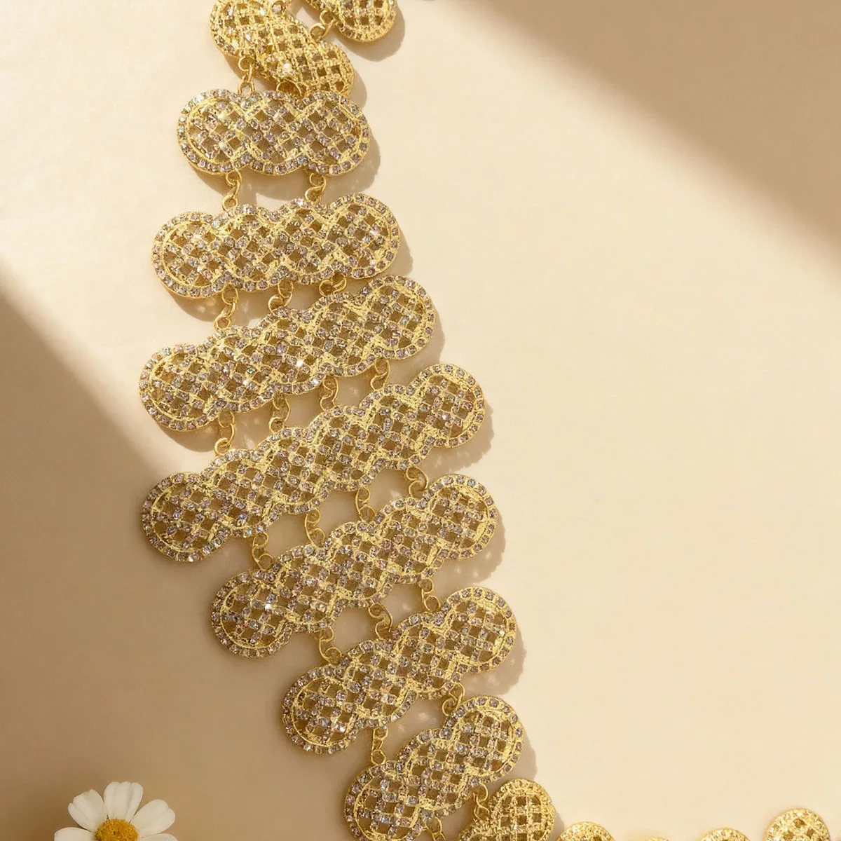 حزام أنيق للسيدات من حجر الراين الهندسي الذهبي على الطراز البوهيمي مناسب لحفلات الزفاف الخارجية هدية للأصدقاء والأخت #5