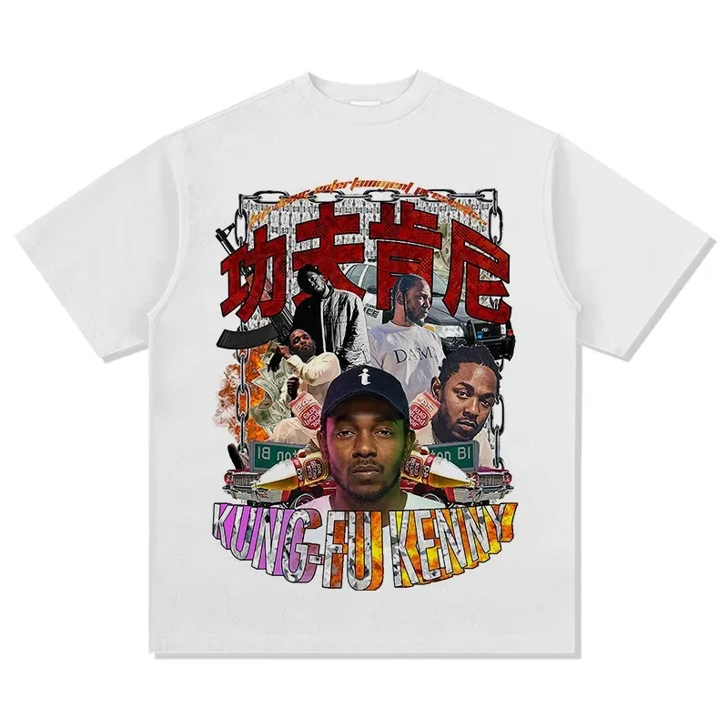 Retro Punk Vintage Oversized T-shirt Kendrick Lamar Kung Fu Kenny Graphic Men Women Unisex Cotton Breathable Streetwear Fashion