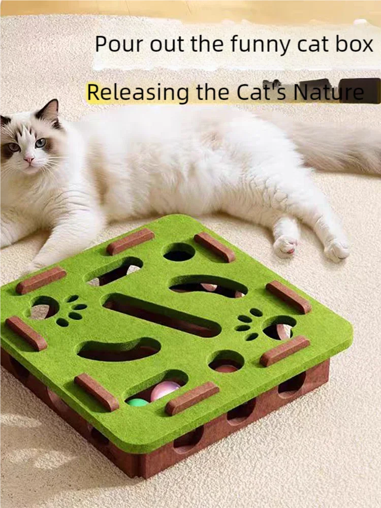 Jouet de Puzzle en feutre pour chat, boîte de Puzzle, jouet d'exercice avec balle, sport d'intérieur, divertissement, chasse, jouets pour chats d'intérieur