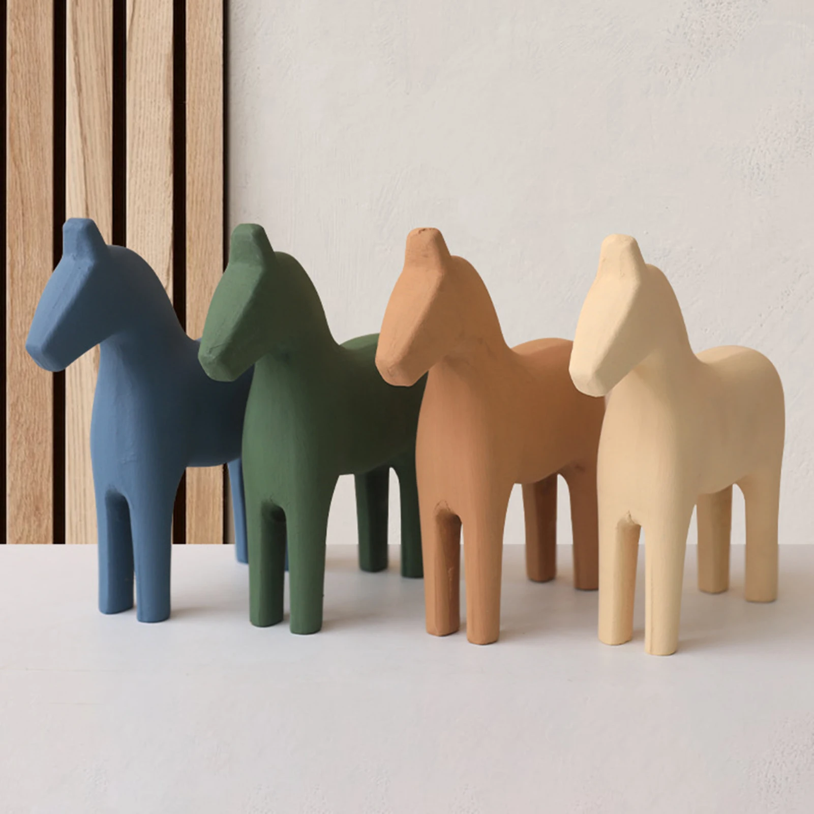 Creative Horse Statue Wooden Animal Model Nordic Home Decor Living Room Decoration Office Accessories Crafts Holiday Gifts