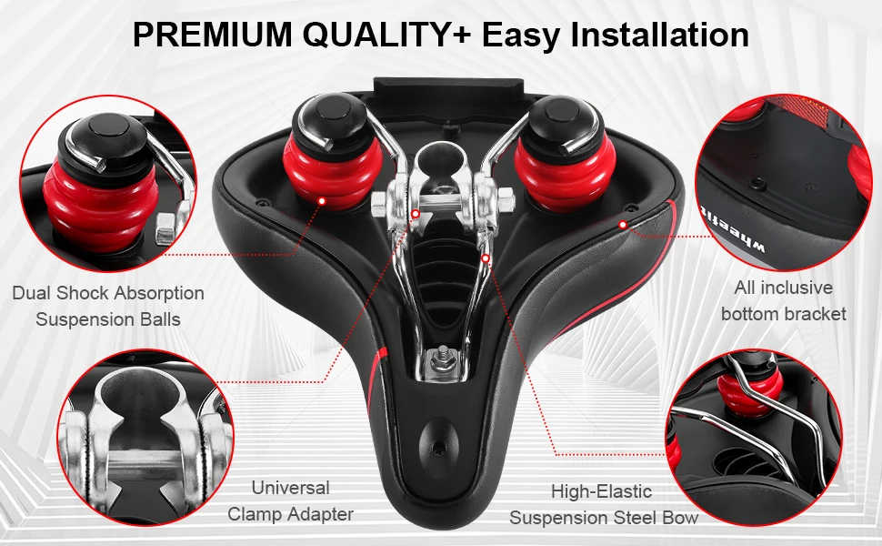 Comfort Bike Seat, Wide Bicycle Saddle for Men&Women, Fits Peloton, MTB, Cruiser & City Bikes, Waterproof with Reflective Strips image 5