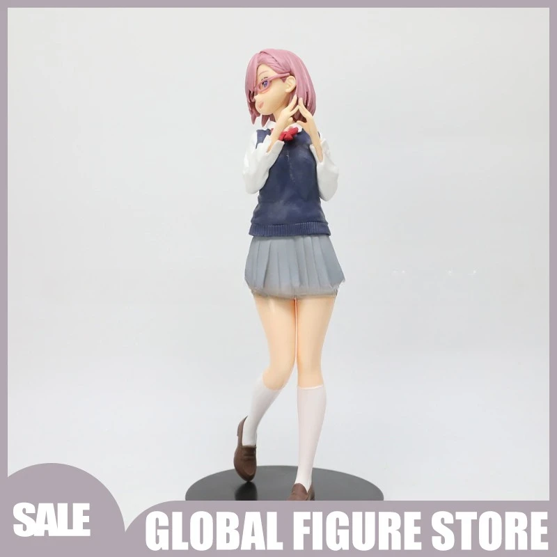 

22cm Anime Temptation Girl Desktop Ornament Kawaii School Uniform Figure of Amane Ririsa Cute Manga Collection Birthday Gifts